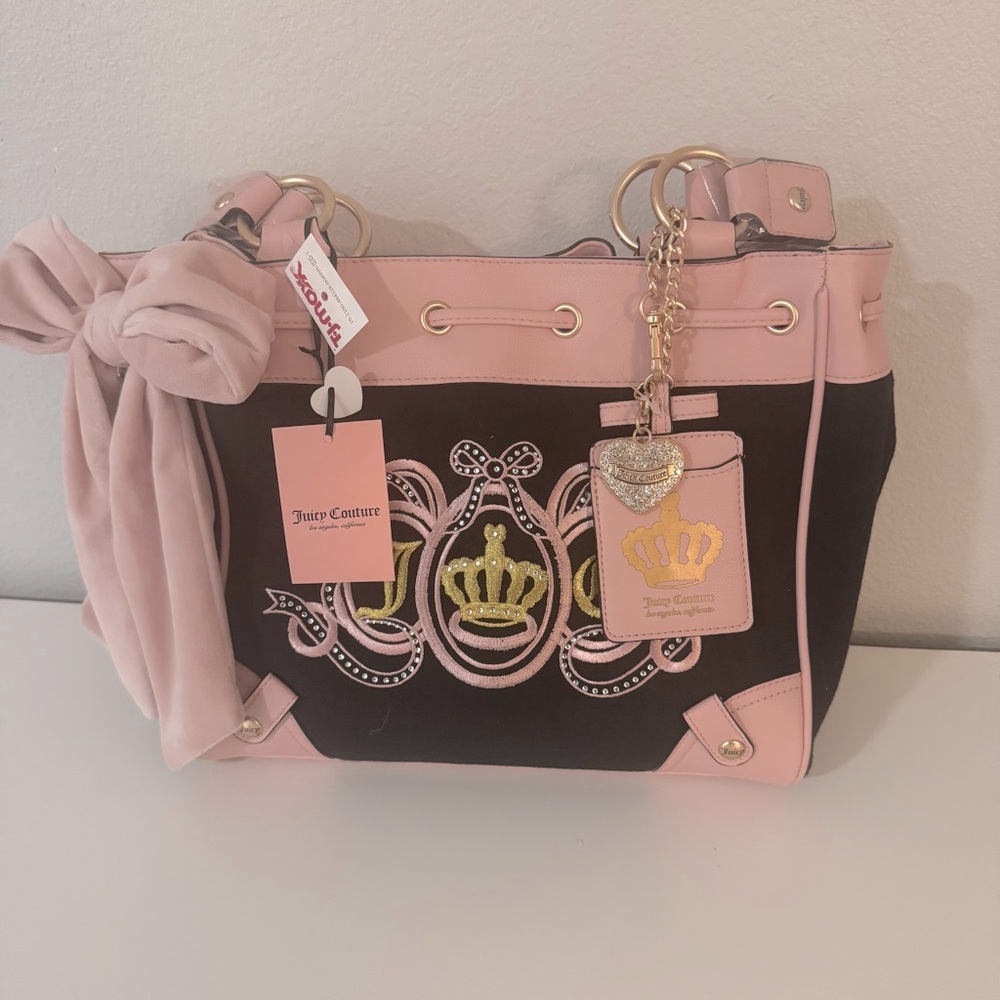 Juicy Couture Lovers Club Tote Daydreamer Tote Pink and Black